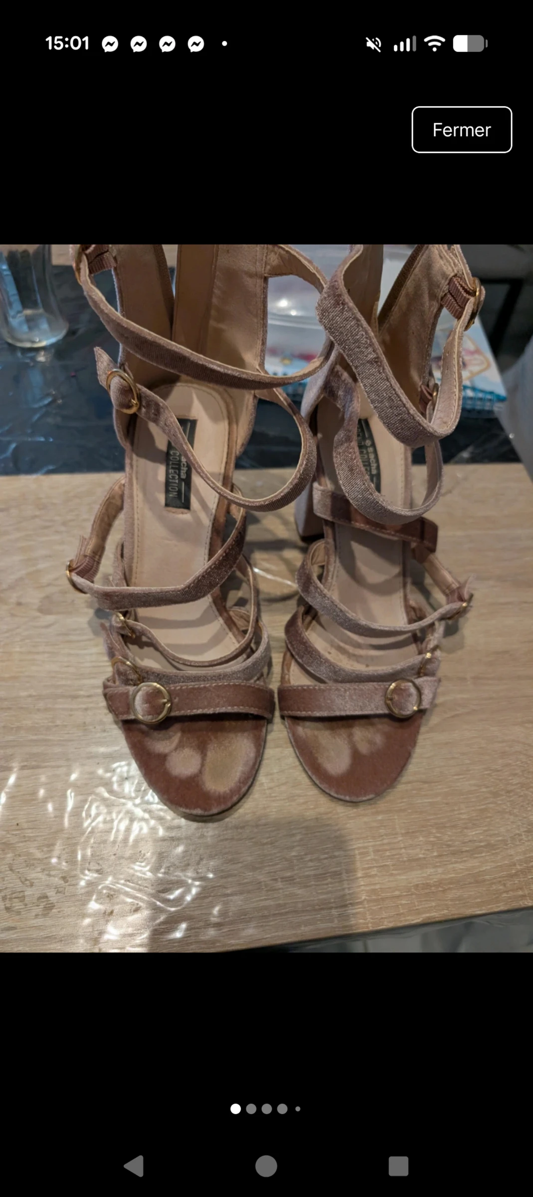 Magnifique Sandales à talons en velours rose poudré Sacha Trend Collection taille 37